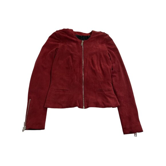 Nour Hammour Lamb Leather Jacket in Red